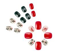 24 pz fiocco di neve copre pieno bastone sulle unghie unghie artificiali verde unghie finte Natale premere sulle unghie per donna ragazze