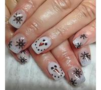 24 pz fiocco di neve unghie finte Natale coperture complete bastone sulle unghie belle pupazzi di neve premere sulle unghie forniture manicure