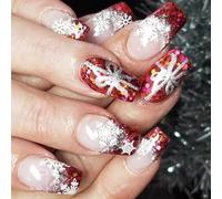 24 pz fiocco di neve unghie finte punte francesi coperture complete stick on unghie archi ballerine premere sulle unghie forniture manicure