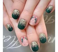 24 Pz Glitter Full Covers Stick On Unghie Artificiali Unghie Finte Inverno Unghie Corte Rotonde Premere sulle Ung