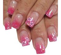 24 Pz Glitter Paillettes Full Covers Stick On Unghie Artificiali Unghie Finte Invernali Medie Piazza Press On Nails