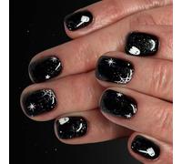 24 pz Halloween Press Su Unghie Spiders Web Artificial Nails Breve Quadrato Copertura Completa False Nails Glossy Stick On Nails Spiders Web Artificial Short Square Press On Nail