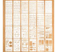 24 Pz Kit di Stencil per Calligrafia, Lettere Numeri Modelli Simboli Comuni Modelli Grafici Stencil di Pittura Riutilizzabili per Lavagna da Parete Cartelli in Legno Artigianato Artistico.