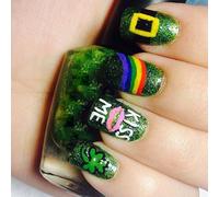 24 Pz Labbra Bastone Pressa Su Chiodi Shamrocks Chiodi Artificiali Glitter Stampa Su Nails Festival False Nails