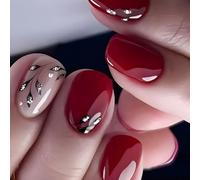 24 Pz Lucido Pieno Incollare Su Unghie Brevi Ovali Finte Unghie Bella Foglia Pressa Su Unghie Glitter Artificiali
