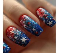 24 pz Mediums Piazza Pieno Copre Unghie Finte Colorate Stick On Star Press On Manicure Forniture Per Donna