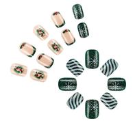 24 pz Natale Press On Nails Ghirlanda Stick On Glittering Stripes Acrilico Breve Full Covers Finte