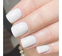 24 pz Pressa quadrata corta sulle unghie Unghie piene bianche Unghie finte Unghie acriliche tinta unita Bastone riutilizzabile sulle unghie