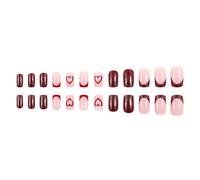 24 Pz San Valentino False Nails Breve Pressa Sul Cuore Acrilico French Stick Per Le Donne Ragazze