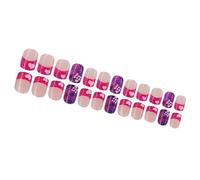 24 pz San Valentino False Nails Breve Square Pressa Su Chiodi Cuore Acrilico Chiodi