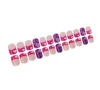 24 pz San Valentino False Nails Breve Square Pressa Su Chiodi Cuore Acrilico Chiodi