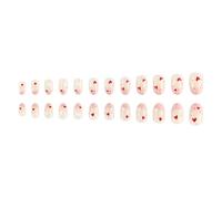 24 pz San Valentino Press On Nails Cuore Unghie Artificiali Punta Francese Unghie Finte Breve Ovali Stick On Nails Per Festa