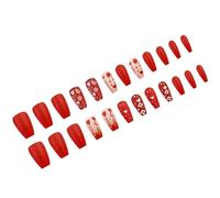 24 pz San Valentino Stick On Nails Cuore Coperture Piene Unghie Finte Fiori Premere Su Unghie Manicure Forniture Per L'inverno