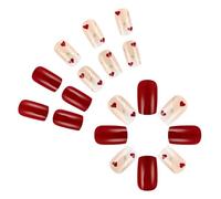 24 pz San Valentino Stick On Nails Cuore Coperture Piene Unghie Finte Strisce Premere Su Unghie Manicure Forniture Per L'inverno