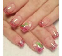 24 pz San Valentino Stick On Nails Cuore Full Covers Unghie finte French Tip Press On Nails Manicure Forniture