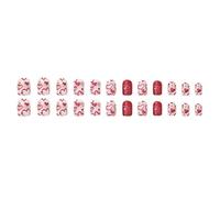24 pz San Valentino Stick On Nails Lovely Heart Full Covers Unghie Finte Breve Piazza Premere Su Unghie Manicure Forniture