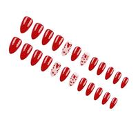 24 pz San Valentino Stick On Unghie A Forma di Mandorla Pieno Copre Unghie Finte Cuore Premere Su Unghie Manicure Forniture