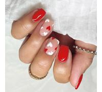 24 pz San Valentino Stick On Unghie Cuore Full Covers False Press On Manicure Forniture Per L'inverno