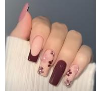 24 pz San Valentino Stick On Unghie Fiore Copertura Completa Unghie Finte French Tip Press On Nails Manicure Forniture
