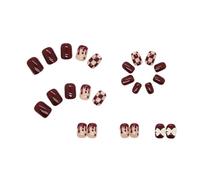 24 pz/scatola Lattice Farfalla Chiodo Indossabile Unghie Finte Corte Unghie Finte Matrimonio for L'autunno Inverno Indossabile