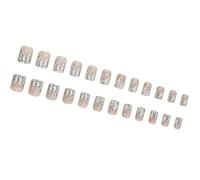 24 Pz/set Albero di Natale Unghie Artificiali Unghie Finte Francese Fiocco di Neve Coperture Piene Stick