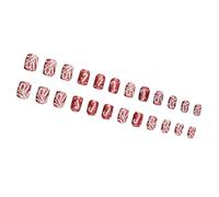 24 Pz/set di Natale Unghie Artificiali Breve Piazza Falso Candy Cane Coperture Piene Stick On Press On