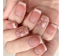 24 pz Short Square Stick Su Unghie Fiore Coperture Farina Consigli Francesi Stampa Su Manicure Forniture