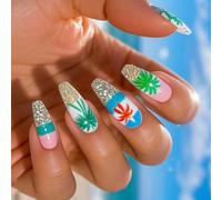 24 Pz Unghie Artificiali Ballerine Pieno Unghie Finte Bastone Glitter Su Chiodi Pressa Di Cocco Su Chiodi
