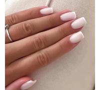24 Pz Unghie Finte Quadrate Corte Francese Press on Nails Riutilizzabili Copertura Completa Unghie Artificiali Nail Art Decorazioni per Donna Ragazze Manicure Fai da Te (Bianco Francese)