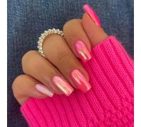 24 Pz Unghie Finte Quadrate Corte Francese Press on Nails Riutilizzabili Copertura Completa Unghie Artificiali Nail Art Decorazioni per Donna Ragazze Manicure Fai da Te (Rosa Aurora)