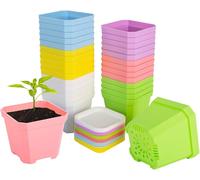 24 Pz Vasi per Piante Quadrate, 7Cm Addensare Vasi Di Fiori Di Plastica Fioriera