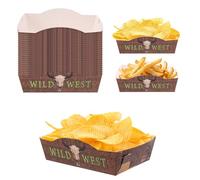 24 Pz Vassoi per Cibo in Stile Far West, Vassoi Monouso Carta Snack da Festa Western Cowboy per Feste di Compleanno in Stile Far West Barbecue Picnic ed Eventi Western