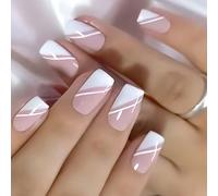 24 Pz White False Nails Glossy Press Su Linee Coperture Di Rifinitura Incollare Su Artisti Acrilici Semplice