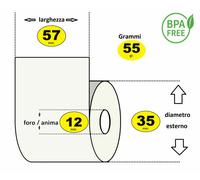 24 ROTOLI CARTA TERMICA PER POS LARGHEZZA 57x15 metri Ø esterno 35 mm foro 12