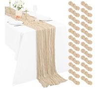 24 runner da tavola in garza boho da 3 m, 55 x 300 cm, rustico, romantico, lungo, per matrimoni, feste, addio al nubilato, festa del Ringraziamento, decorazione natalizia