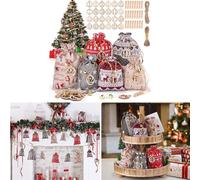 24 sacchetti con coulisse con etichette clip e corda di canapa per conto alla ro