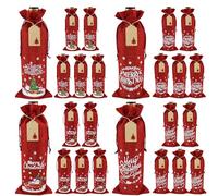 24 sacchetti di iuta per vino, riutilizzabili, sacchetti regalo per bottiglie di vino, Babbo Natale, pupazzo di neve, con coulisse, per viaggi, feste, matrimoni, Capodanno, Natale, per riporre la casa