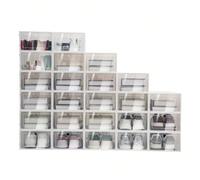 24 sacchetti di scarpe a scatto confezionate in plastica e scarpiere impilabili, insieme a 33*23x14 cm con 13,0*9,1 cm Caratteristiche essenzialiMateriale di alta qualità: ogni scatola di scarpe è rea