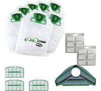 24 Sacchetti Folletto VK200 e VK220S COMPATIBILI + Piastra con Setole per HD60/65S - COMPRESO di 12 Profumini e 3 Griglie Motore - Microfibra a 5 STRATI - Ricambio Antipolvere Alta Filtrazione
