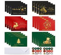 24 Set Biglietto Auguri Natale con Buste, Cartoline Di Natale, Biglietti di Buon Natale, con Buste e Piccoli Adesivi, per Auguri di Natale per Amici, fratelli e Genitori