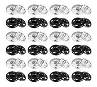 24 Set di Bottoni Automatici da Cucire Bottoni a Pressione in Metallo Bottoni a Scatto in Colore Argento Nero per Borsa Abiti Cucito Artigianato Fai da Te (15 mm)