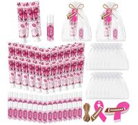 24 set rosa fuori calcio cancro al seno crema mani e balsami labbra | Set di crema per le mani e balsamo per le labbra a tema calcio, con sacchetti regalo e spille, per eventi di