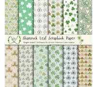 24 Sheets of Shamrock Leaf Scrapbook Paper for St. Patrick’s Day: