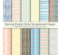 24 Sheets of Spring Pastel Strip Scrapbook Paper: Single-sided Colorful Sheet, Cute Album Background, Personalised Party Invitations, Gift-wrapping, ... Premium Color Interior, 12 Designs, 8 x 8"