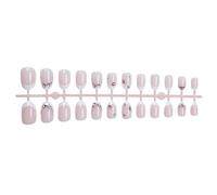 24 Short Almond Press On Nails Glossy Acrilico Falso Con Francese Stick On For Women And Girls Fashion Women's Nail