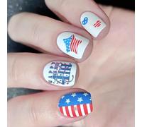 24 Short Press On Nails 4 Luglio False Indipendence Day Flags Acrilics Day Copertini Completi