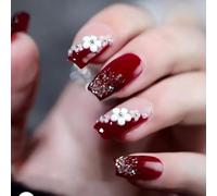 24 Short Press On Nails Flowers Falso Riutilizzabile Acrilico Scintillanti Copertine Complete Accendi
