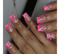 24 Short Shot Shot Show On Chiodi Con Motivi Floreali Coperture Piene Unghie Artificiali Premere Sui Chiodi Per Ogni Occasione Premere Unghie