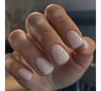 24 Short Square Press On Nails For Women Coperio Completo Unghie Artificiali Acriliche Lucide Per Varie Occasioni Indossare Da Ufficio