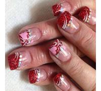 24 Short Square Valentine's Day Acrilic Nails Love Heart Designs Attacco Arte Della Manicure Per Donne Un Chiodo Del Cuore